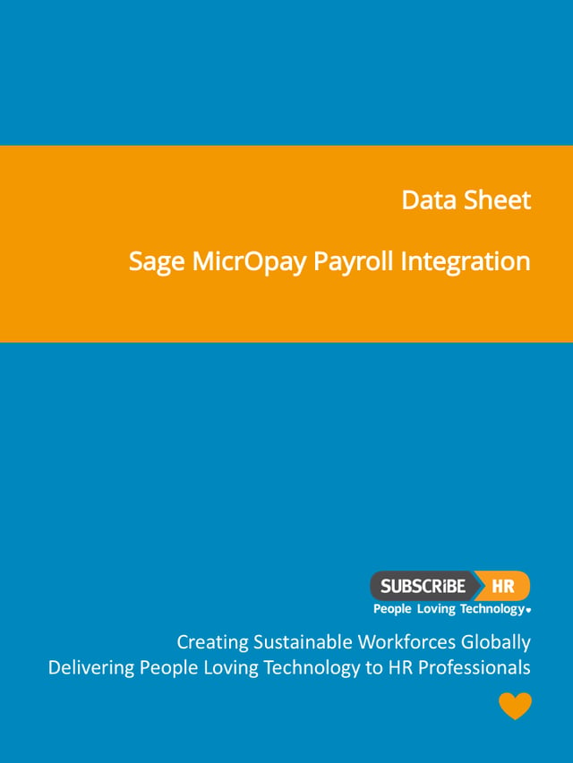 Subscribe-HR Data Sheet Sage MicrOpay Payroll Integration
